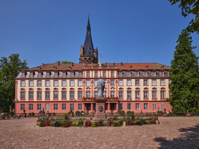 Blick auf die Fassade von Schloss Erbach